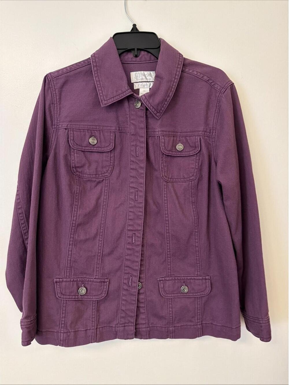 CJ Banks Women's Purple Button Up 4 Pocket Denim Jacket Size Xl